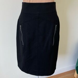 Mondi Vintage High Waisted Black Wool Zipper Pocket High Waisted Pencil Skirt 36